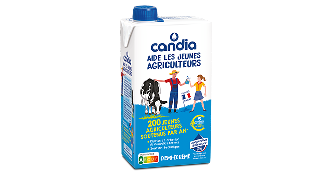 Pour l’achat d’une brique de lait, 5 centimes seront reversés au fond solidaire de la coopérative Sodiaal destiné aux jeunes agriculteurs. Photo : DR