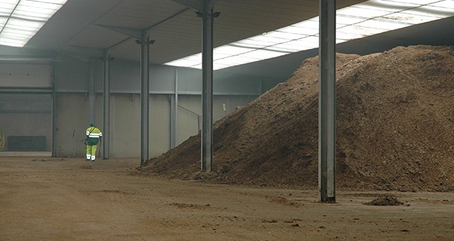 En 2014, la plate-forme de Saint-Pierre-du-Chemin, modèle de la future plate-forme de Beaupréau, a valorisé 44 000 tonnes d'effluents d'élevage en 40 300 tonnes de compost. Photo: Nathalie Tiers