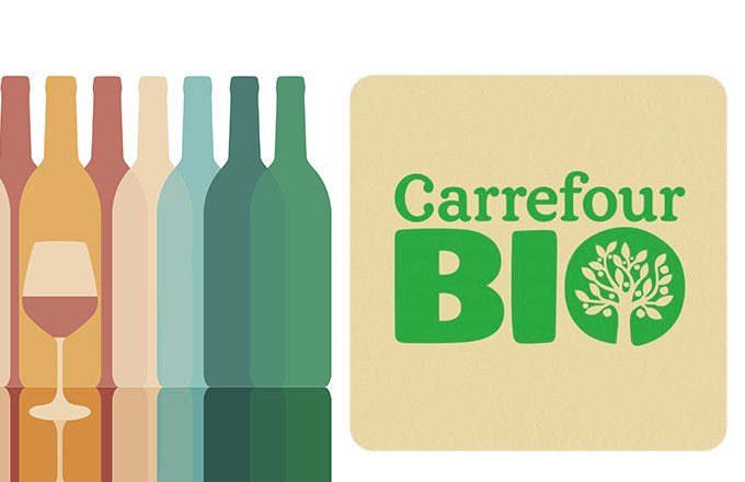 Près d’un tiers des vins  bio vendus dans  les magasins Carrefour  le sont avec la marque  du distributeur (MDD).