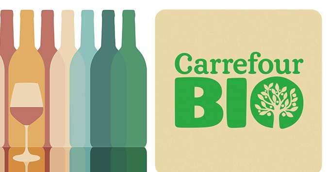 Près d’un tiers des vins  bio vendus dans  les magasins Carrefour  le sont avec la marque  du distributeur (MDD).