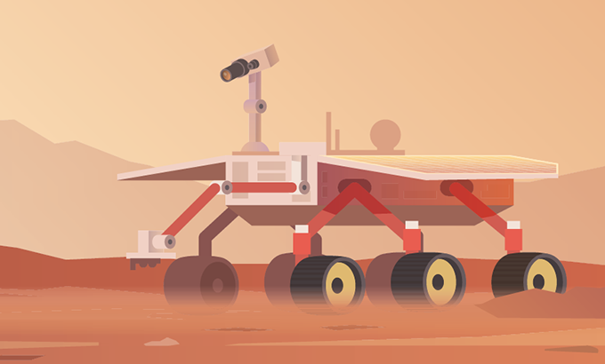 Le développement des rovers pour l’exploration spatiale  a poussé le développement de la robotique en général. Illustration : mikalaimanyshau/Fotolia