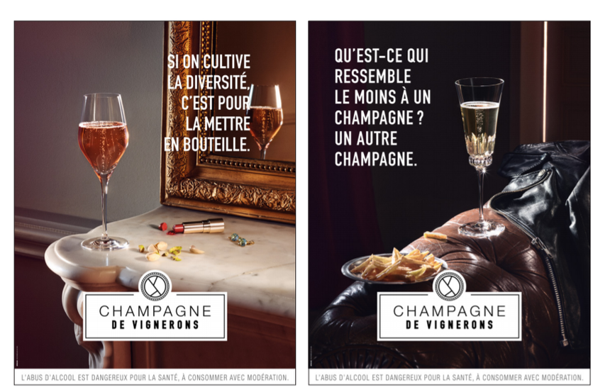 Visuels de la nouvelle campagne de communication du Syndicat des vignerons de Champagne