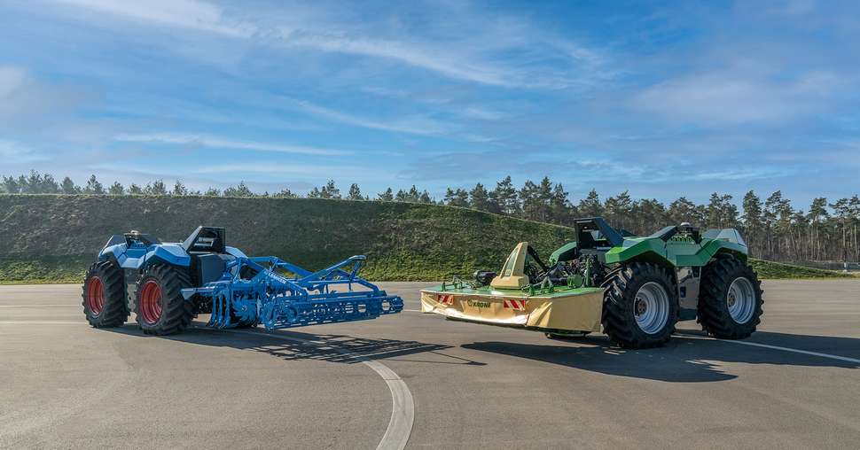 Un véhicule autonome électrique chez Krone et Lemken