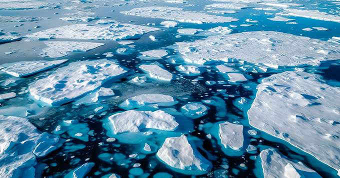 landscape scenery of the North Pole where climate change has cau