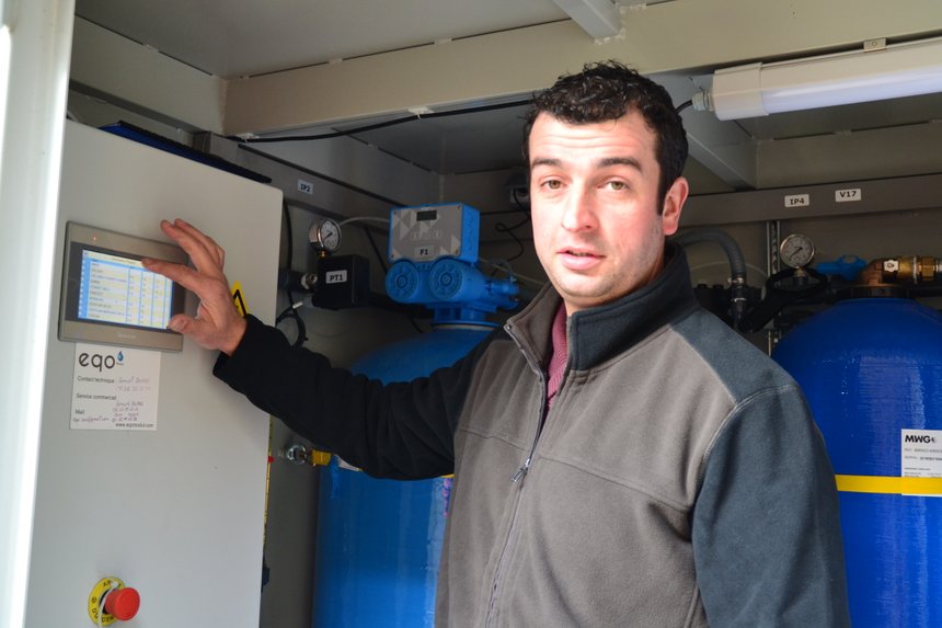 Jean-Guy Dequidt a investi en avril 2019 dans une station Eqo afin de conditionner l’eau de pulvérisation. 