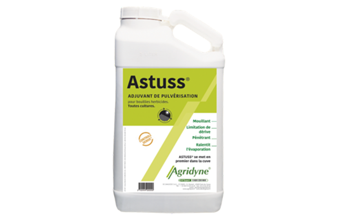 Astuss, adjuvant pour bouillies herbicides. © Agridyne