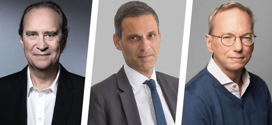 Rodolphe Saadé, Xavier Niel (Free) et Éric Schmidt