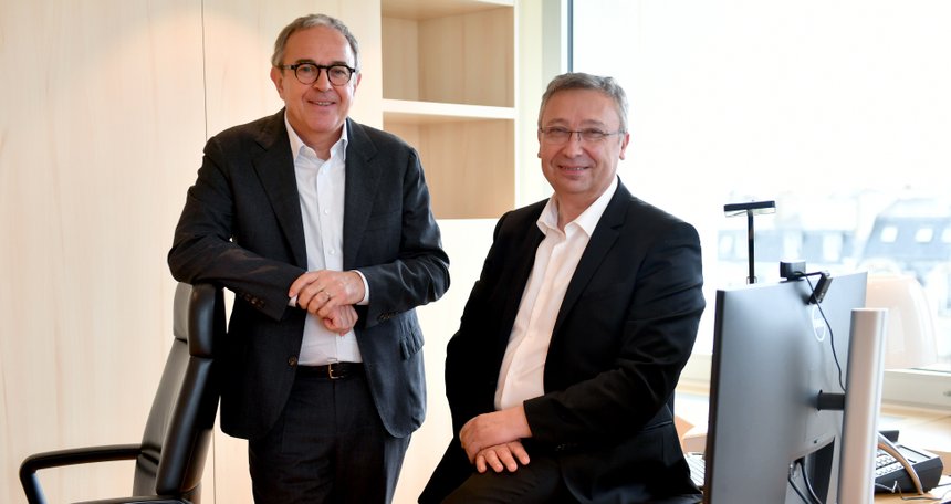 Maxime Vandoni, directeur général délégué d'Unigrains (à gauche), et Éric Thirouin, président-directeur général d'Unigrains. © Unigrains