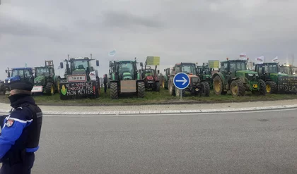 Manifestation mi-janvier 2023 de producteurs français aux côtés des agriculteurs allemands.
