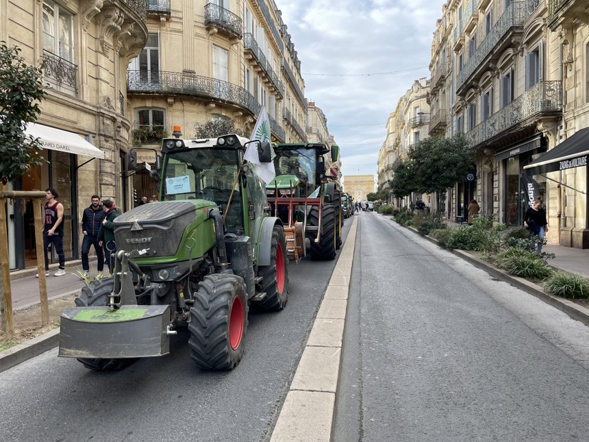Tracteur dans les rues de Montpellier