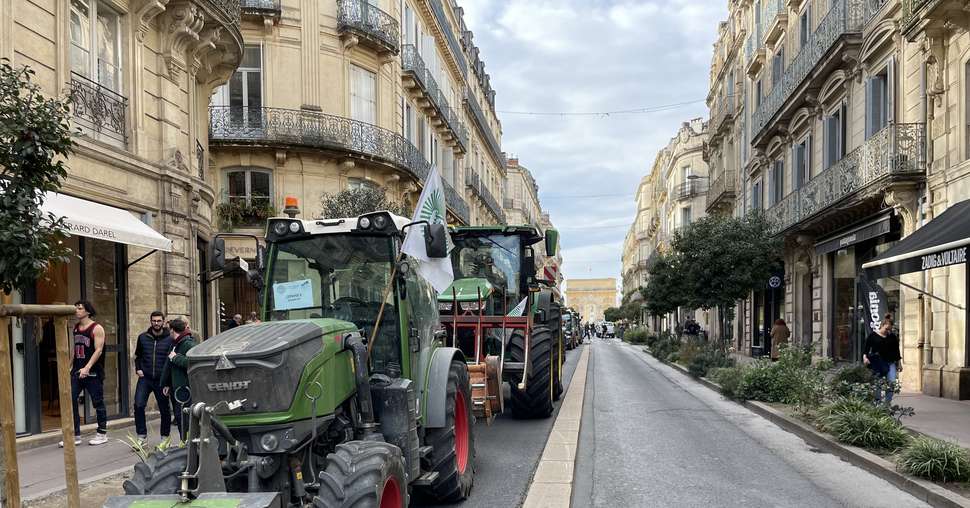 Tracteur dans les rues de Montpellier