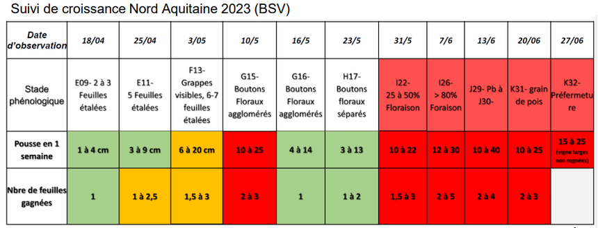 Suivi de croissance de la vigne en Nord Aquitaine