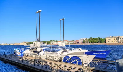 St. Petersburg, Russia - June 18, 2019: Unique floating laboratory Energy Observer