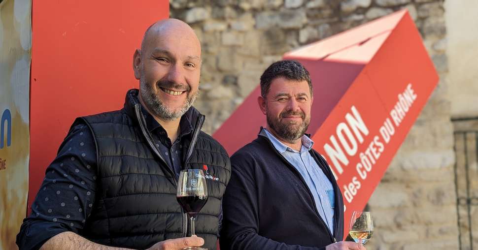 Damien Gilles, président du Syndicat des Côtes-du-Rhône, et Philippe Faure, secrétaire général, ont présenté leur feuille de route le 12 mars.