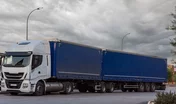 Mega truck or duo trailer, a set of a truck with two semi-trailers.