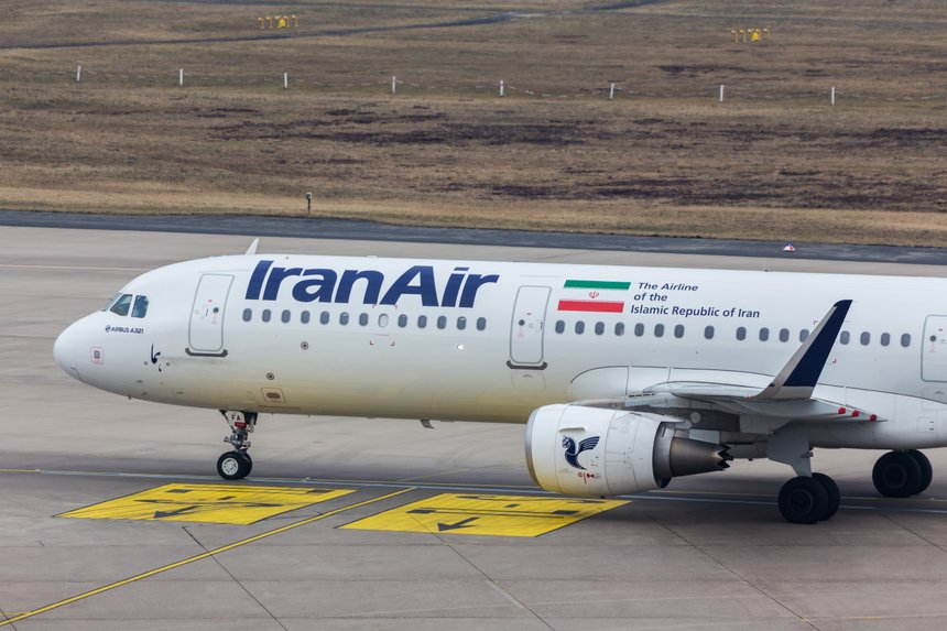 cologne, nrw/germany - 02 03 18: iran air airplane on ground at cologne bonn airport germany