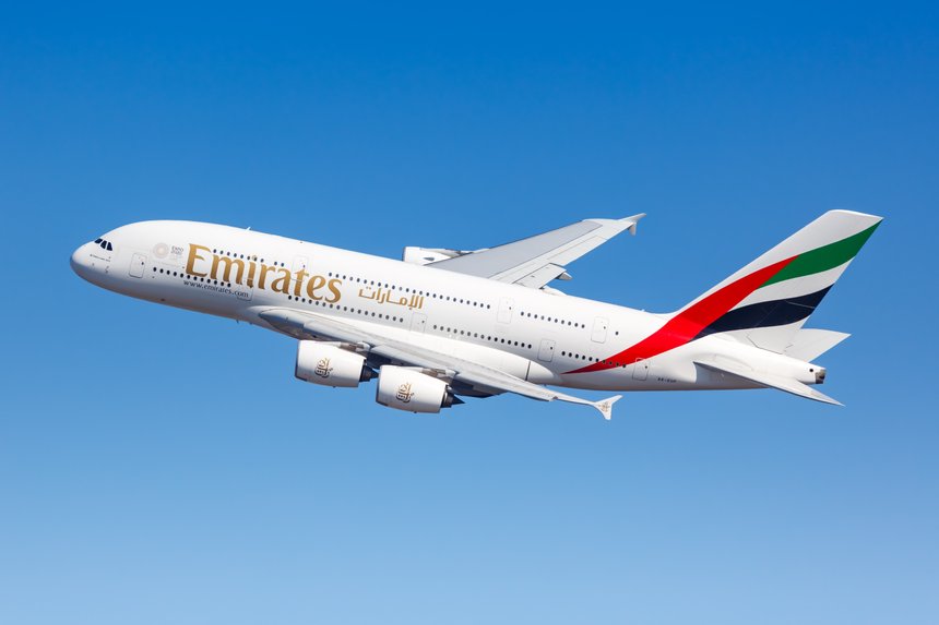 Emirates Airbus A380-800 airplane New York JFK airport