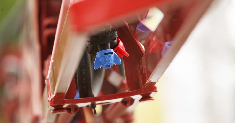 Tractor sprayer nozzle close-up