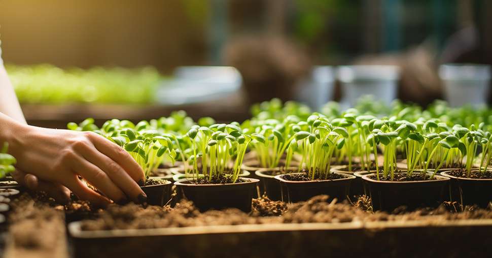 Biologist woman researching microgreens in the laboratory. Gener