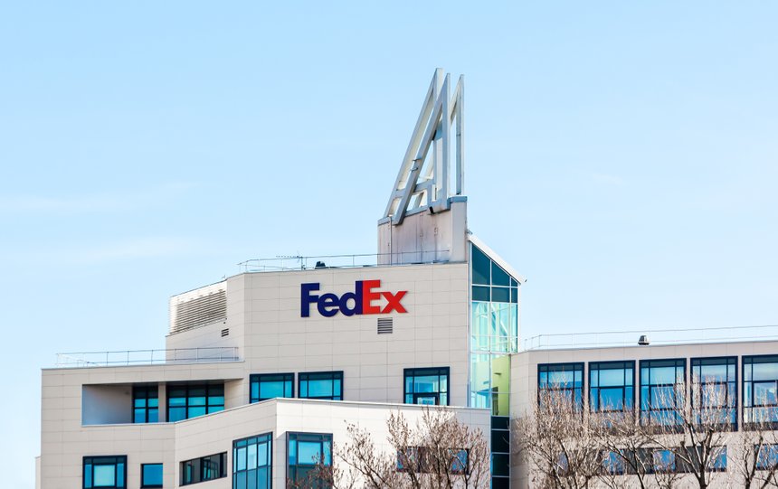 FedEx Corporation brand logo on office building