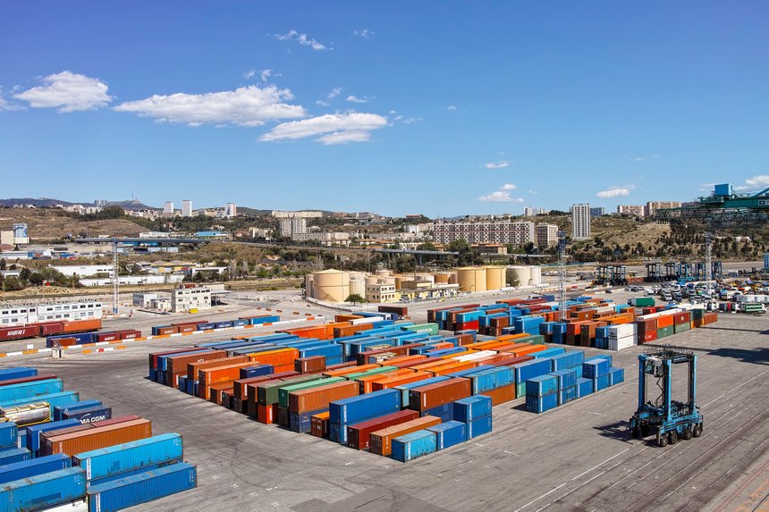 MARSEILLE, FRANCE - january  23  2012: Ship docked on the commer