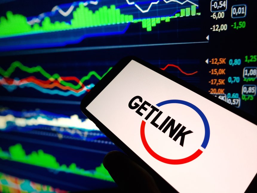 Konskie, Poland - February 12, 2024: Getlink company logo displayed on mobile phone