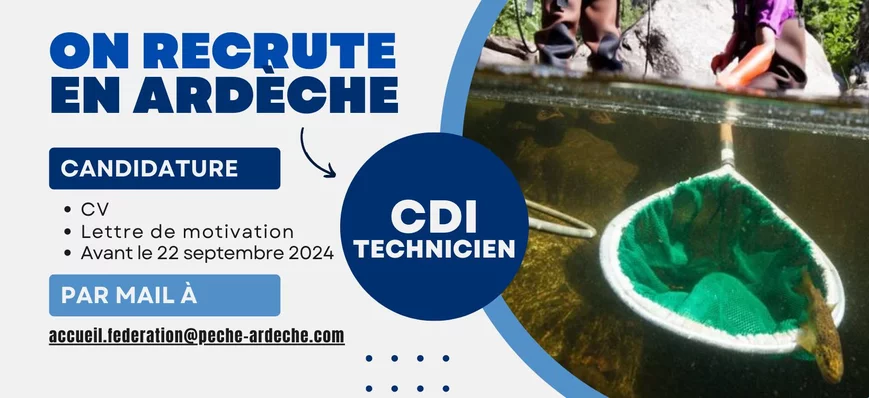 La fédération de pêche de l'Ardèche recrute un tec