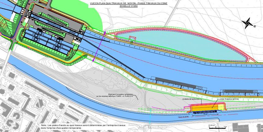 quai travaux pour Seine-Nord à Noyon sur le canal du Nord